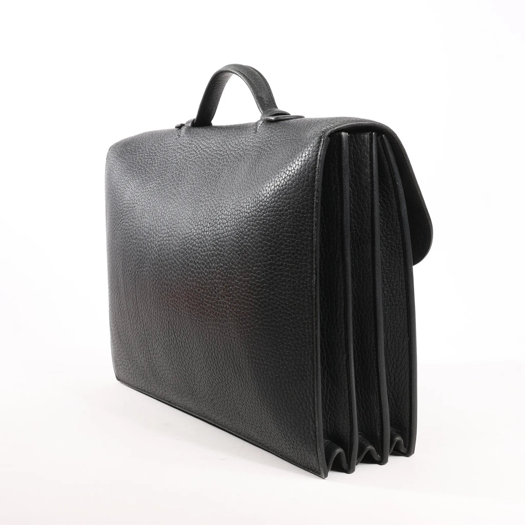 HERMÈS Sac à Depeche 38 Ardennes Leather Handbag in Black ○V:1992