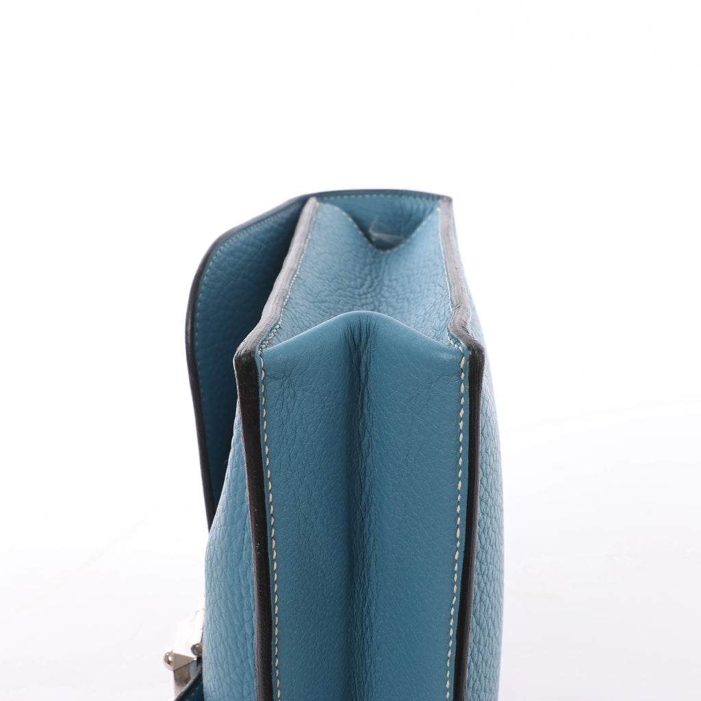 Hermès Sac à Dépêches 27 Taurillon Clemence Handbag in Blue Jean □L: 2008