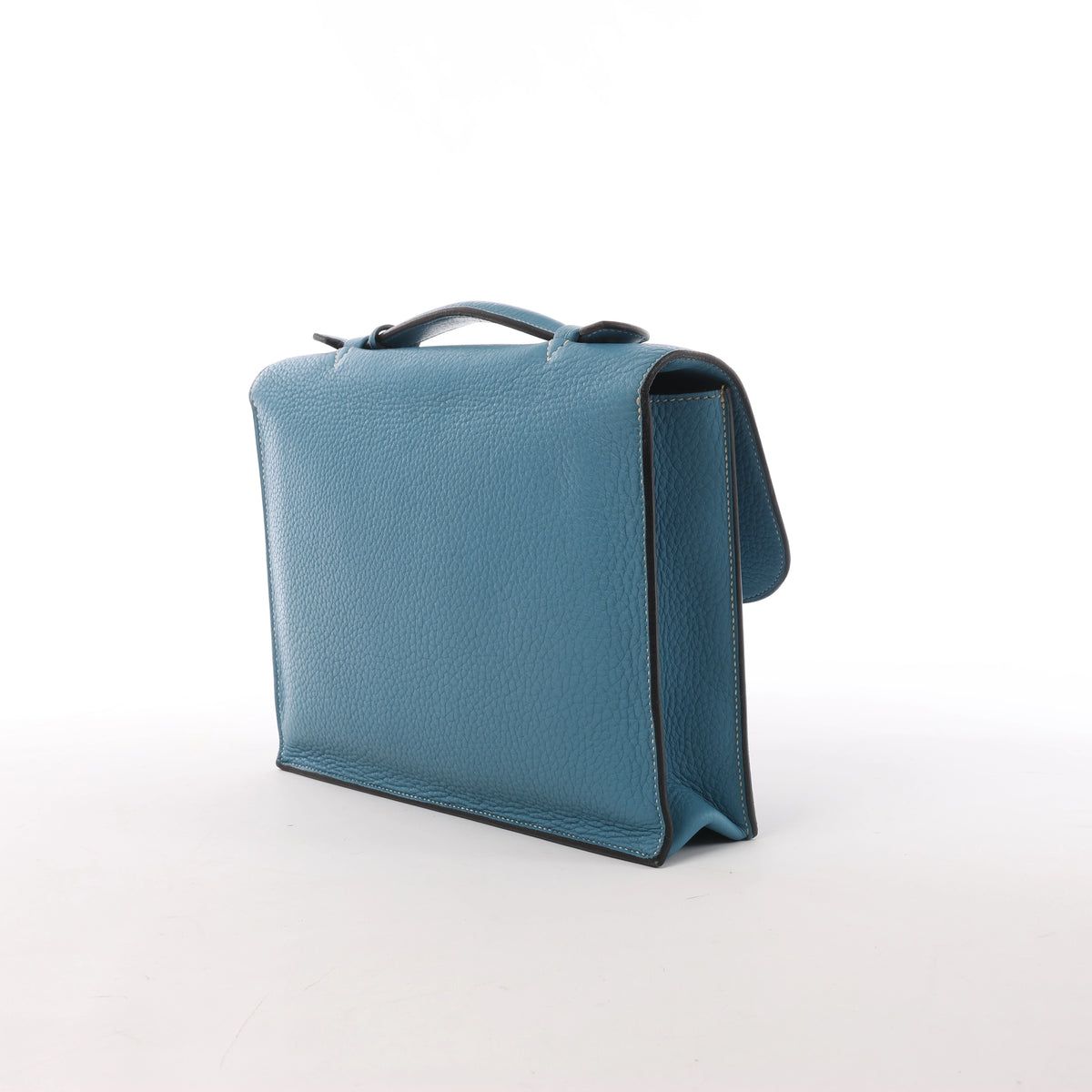 Hermès Sac à Dépêches 27 Taurillon Clemence Handbag in Blue Jean □L: 2008