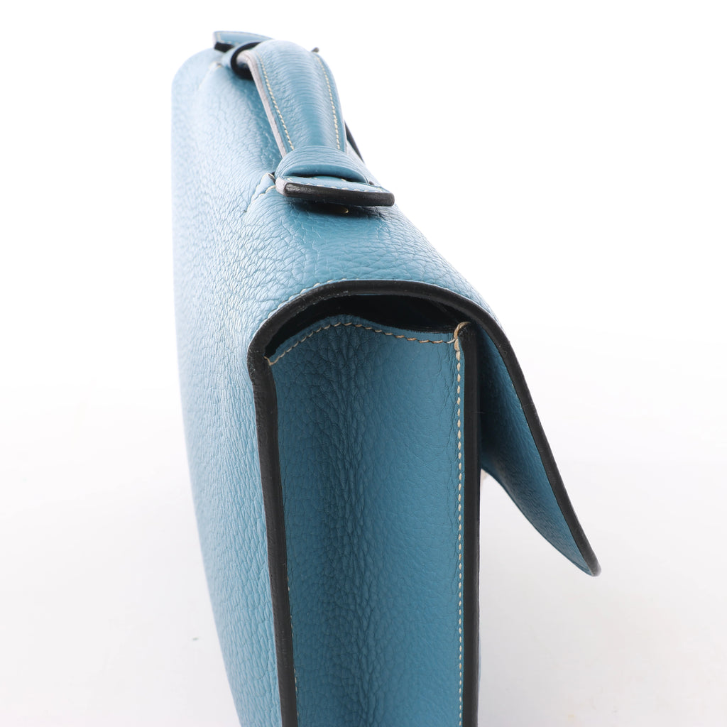 Hermès Sac à Dépêches 27 Taurillon Clemence Handbag in Blue Jean □L: 2008