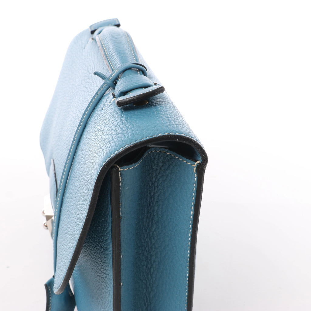 Hermès Sac à Dépêches 27 Taurillon Clemence Handbag in Blue Jean □L: 2008