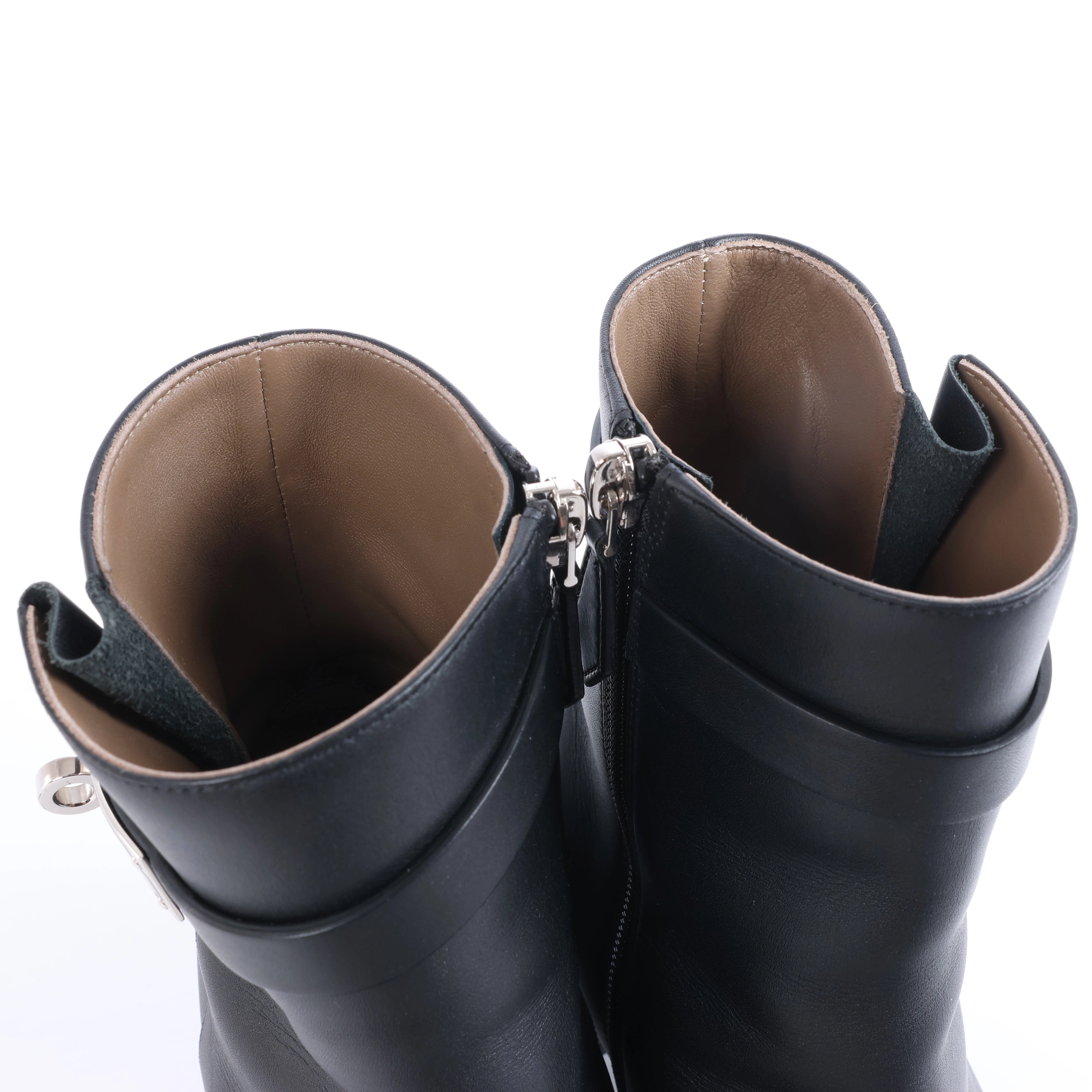 Botas largas de cuero Hermes New Jersey en negro, talla 38 UE