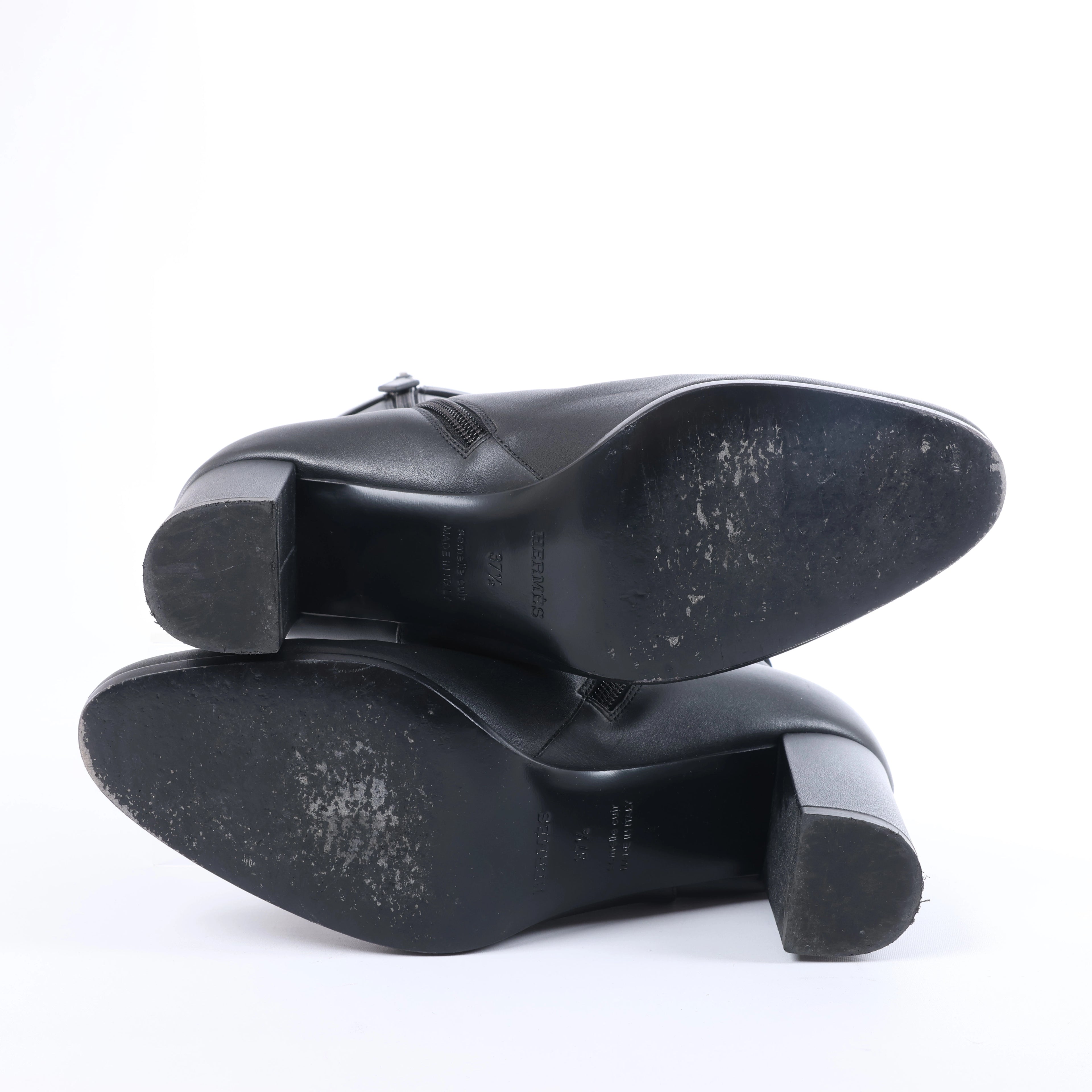 Botas largas de cuero Hermes New Jersey en negro, talla 38 UE
