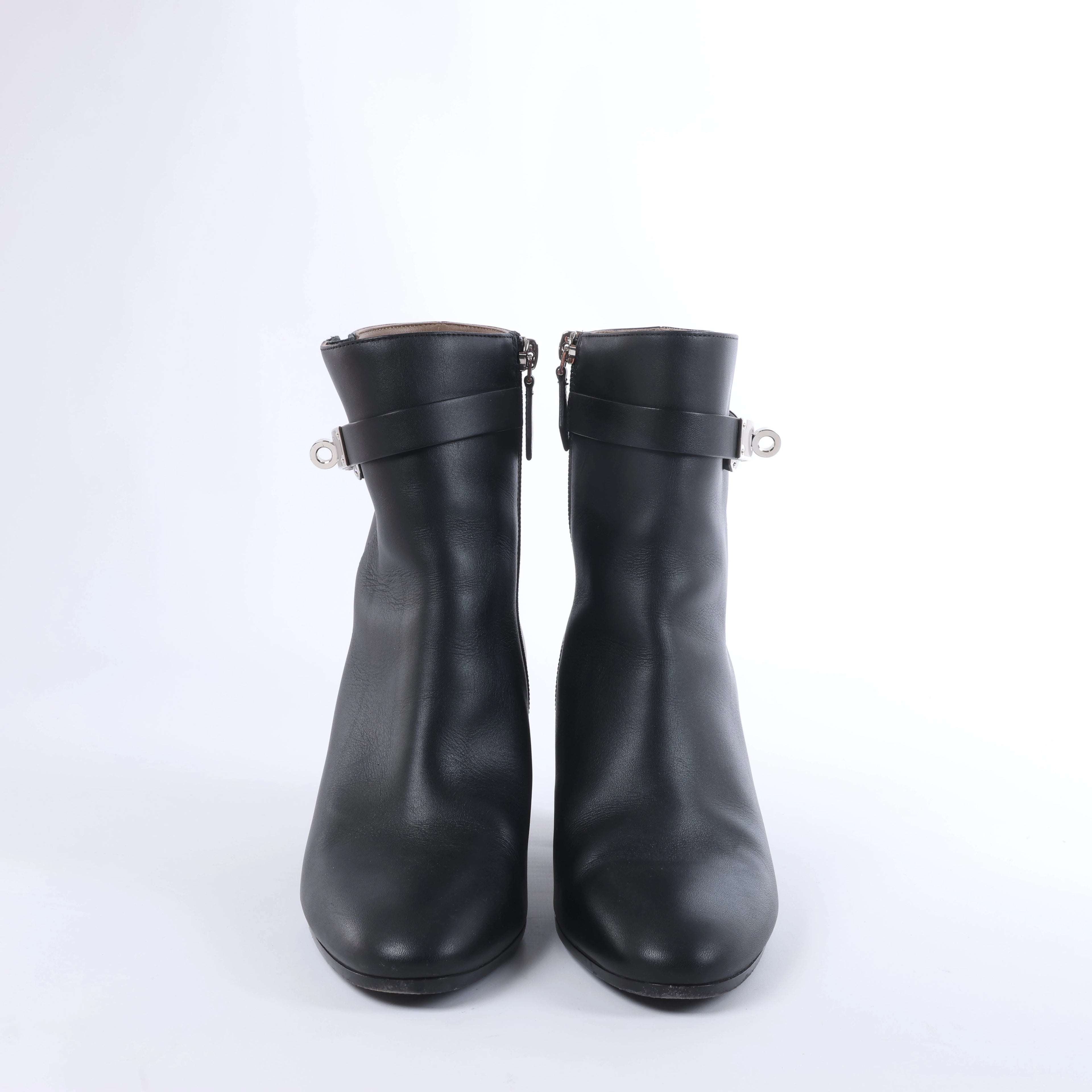 Botas largas de cuero Hermes New Jersey en negro, talla 38 UE