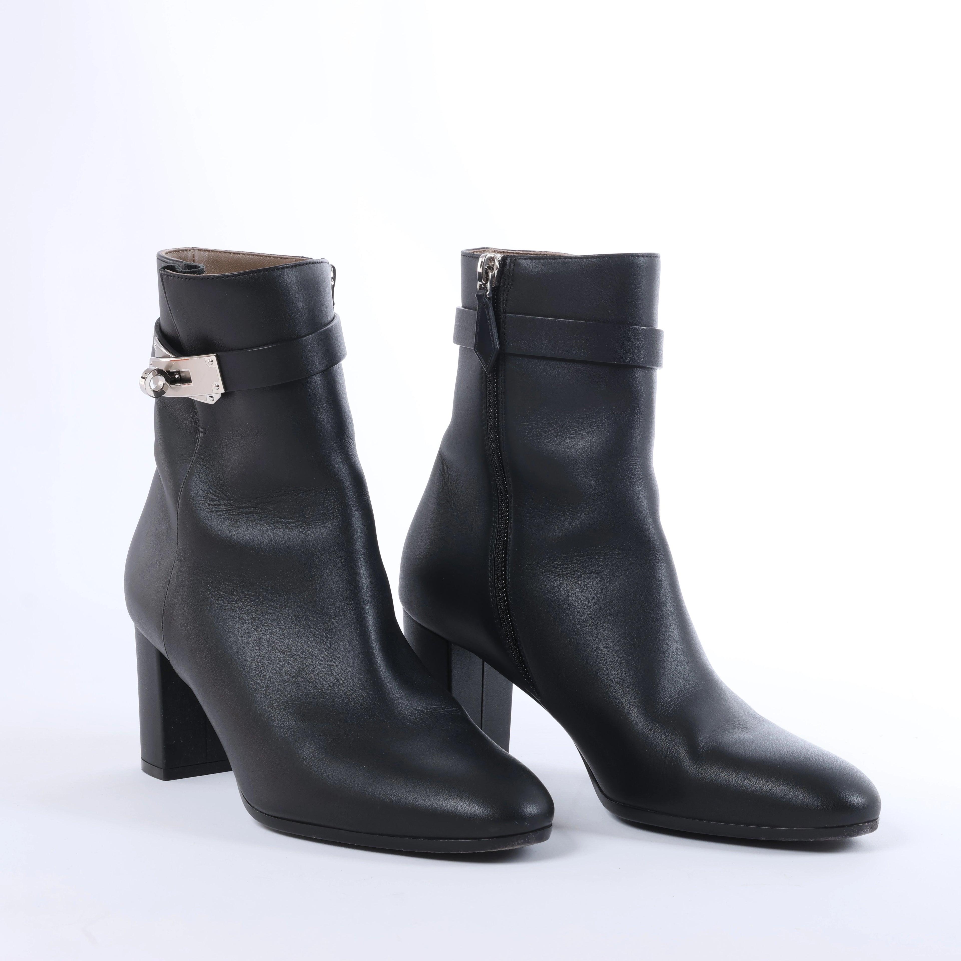Botas largas de cuero Hermes New Jersey en negro, talla 38 UE