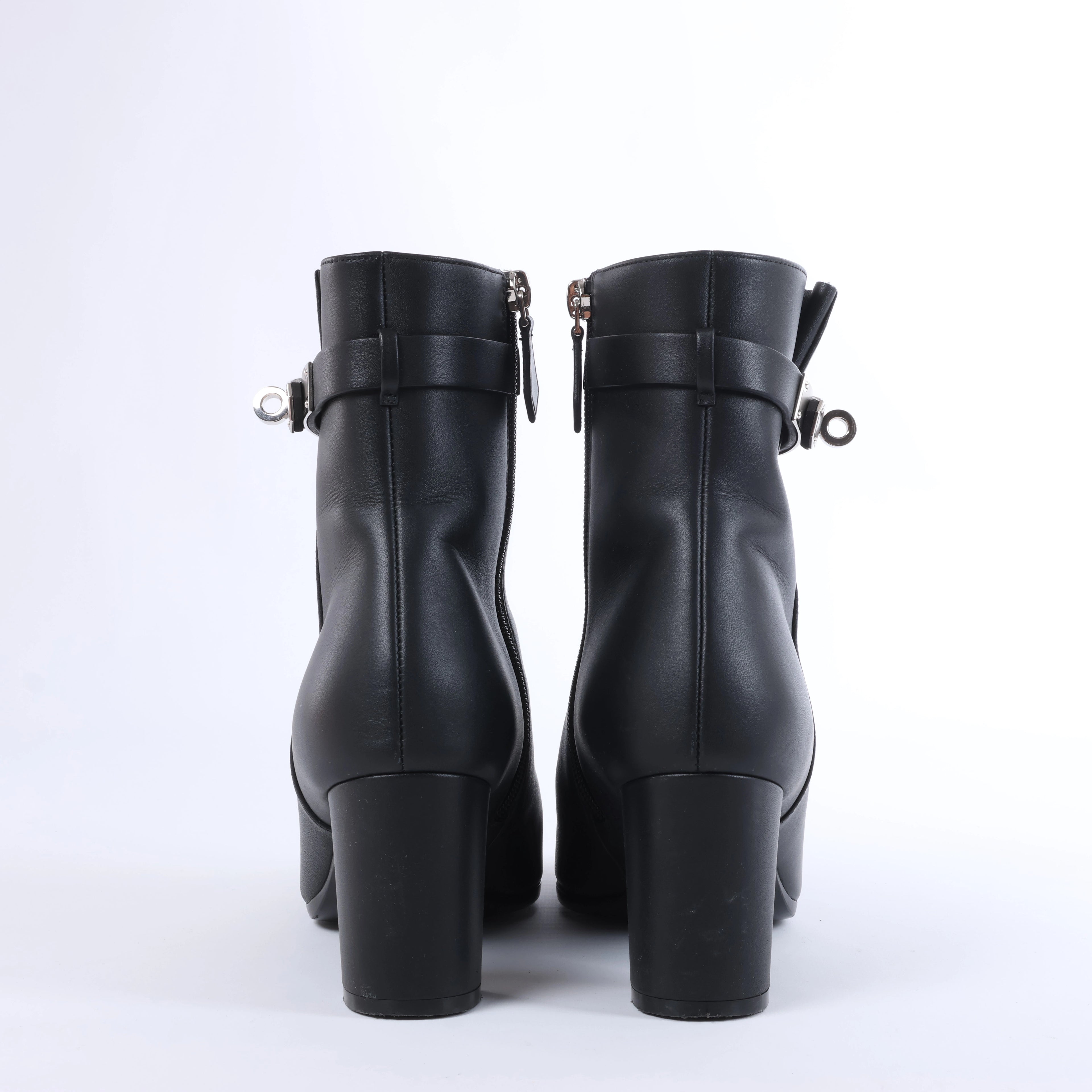 Botas largas de cuero Hermes New Jersey en negro, talla 38 UE
