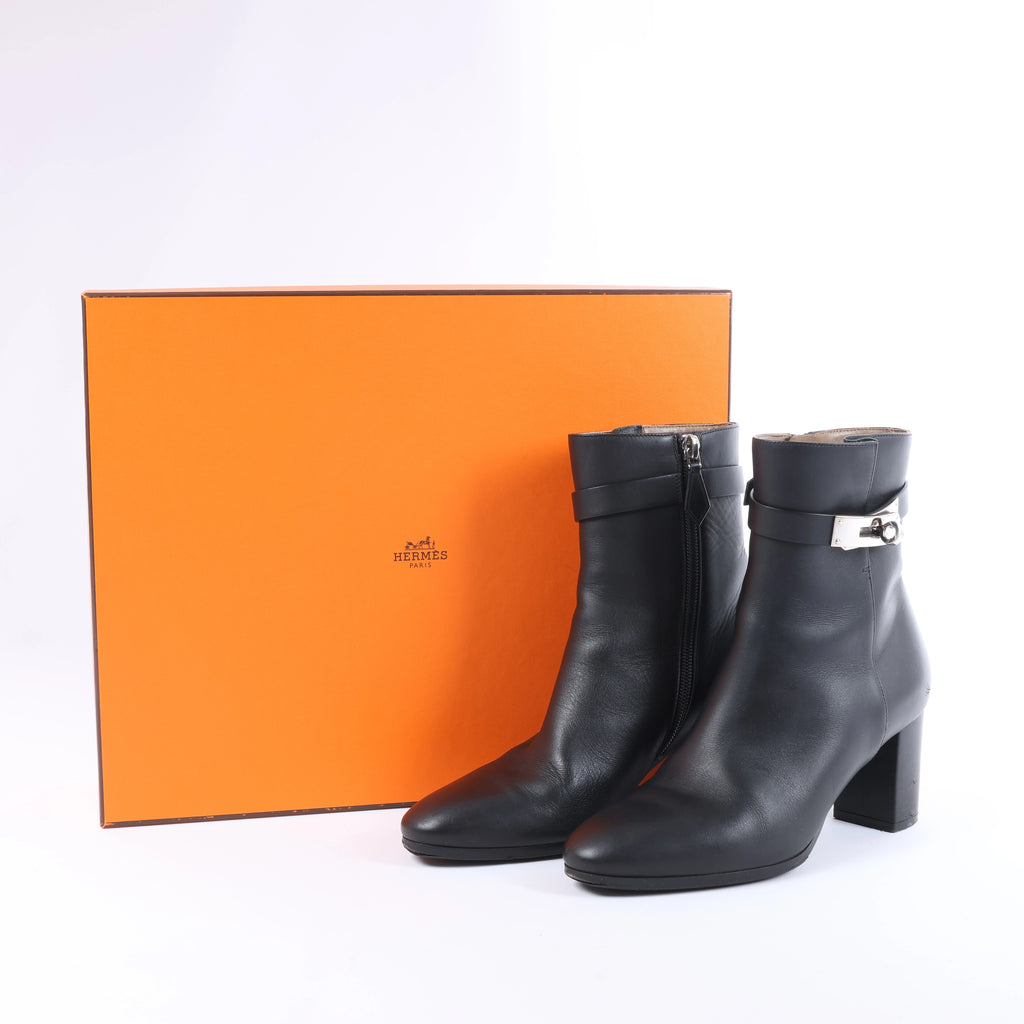 Botas largas de cuero Hermes New Jersey en negro, talla 38 UE
