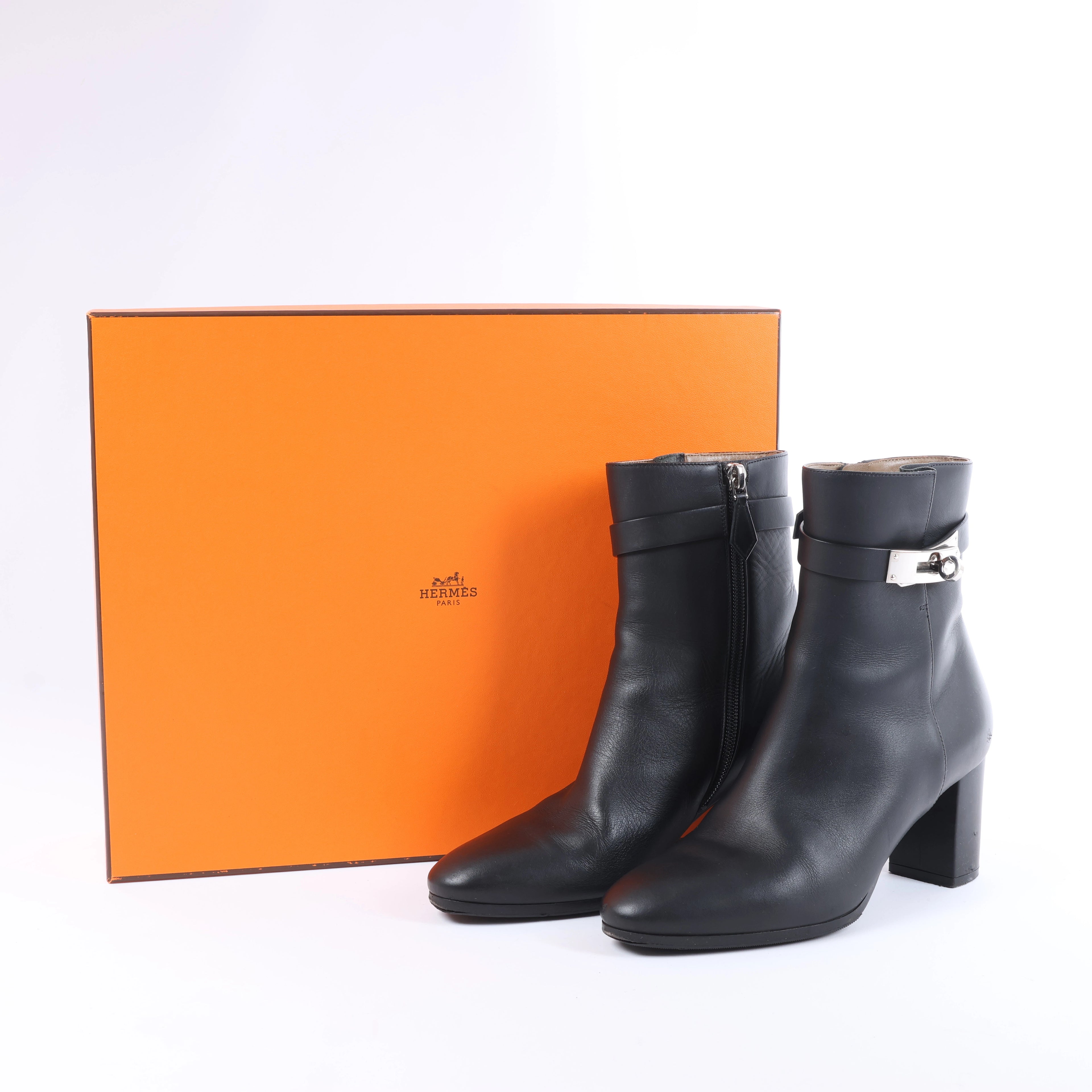 Botas largas de cuero Hermes New Jersey en negro, talla 38 UE