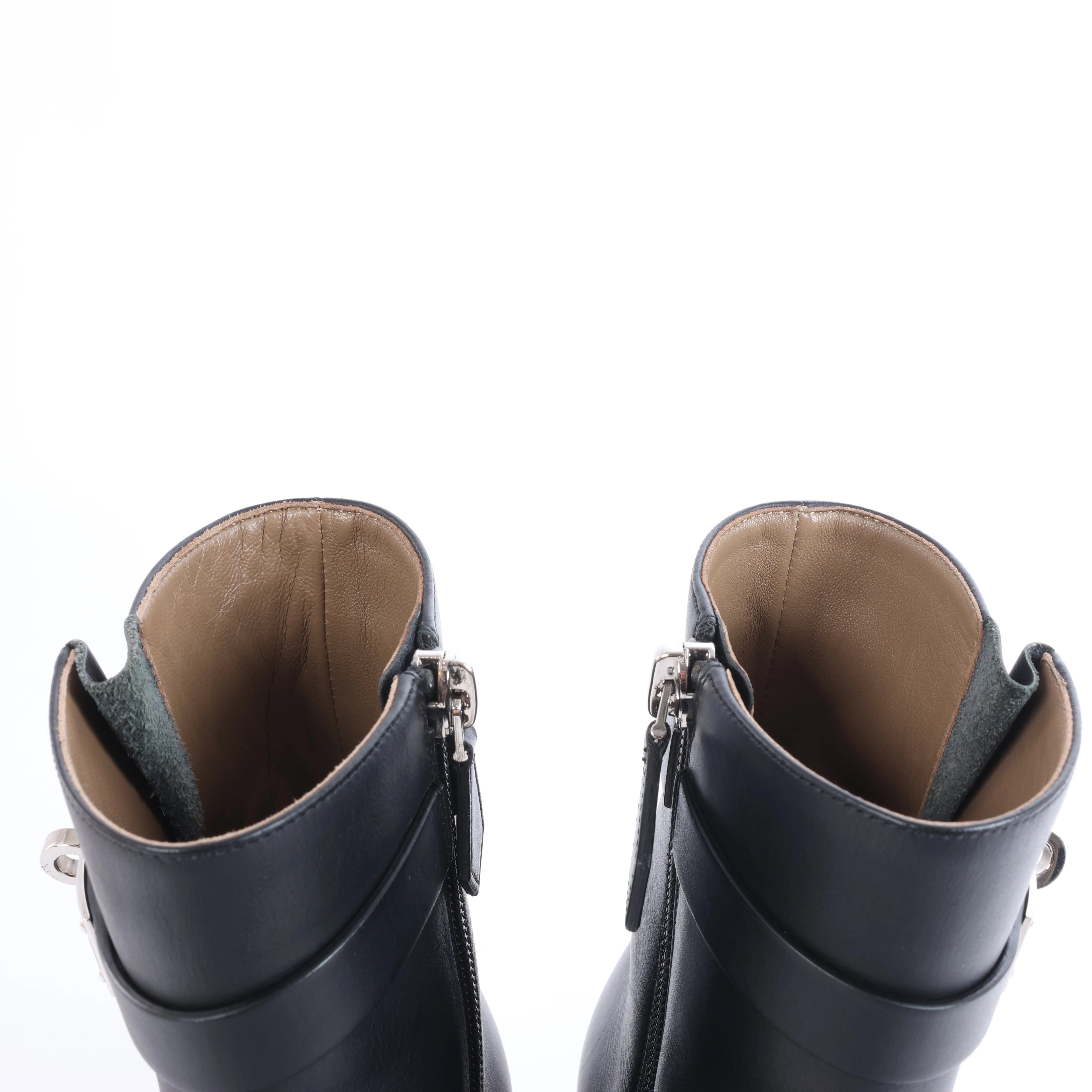 Botas largas de cuero Hermes New Jersey en negro, talla 38 UE