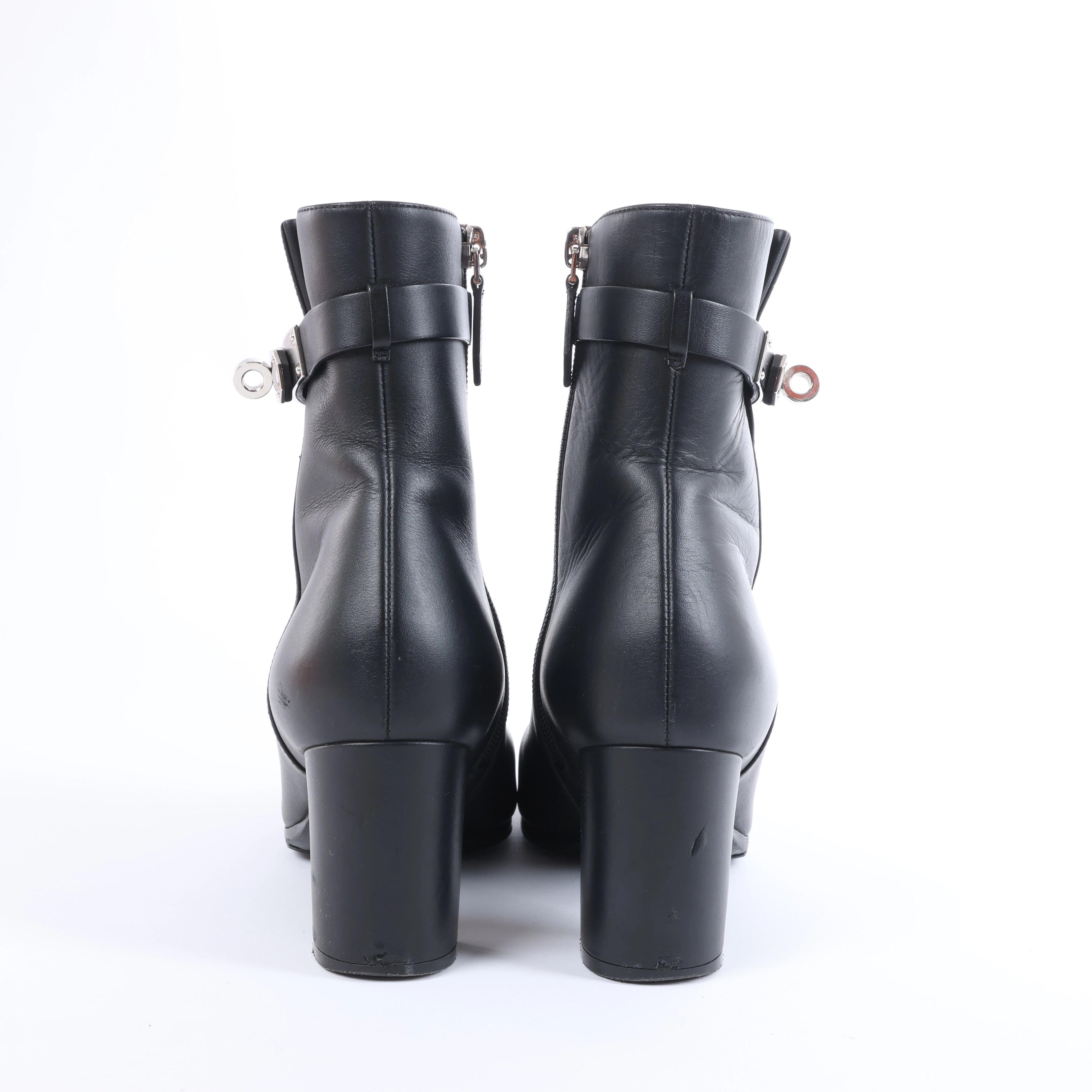 Botas largas de cuero Hermes New Jersey en negro, talla 38 UE