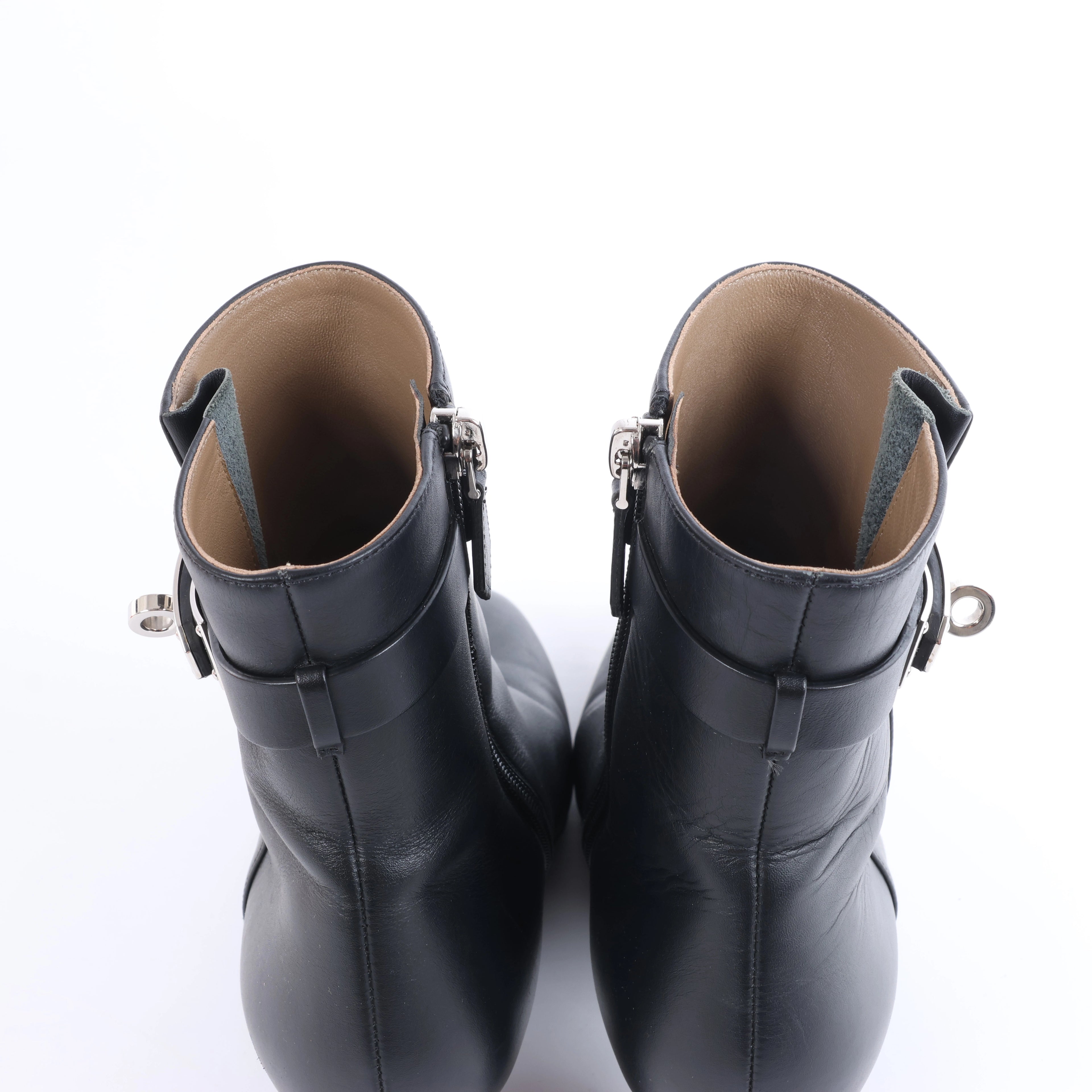 Botas largas de cuero Hermes New Jersey en negro, talla 38 UE