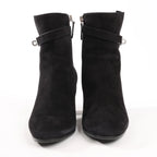 Hermes Saint Germain Kelly Metal Fittings Suede Ankle Boots in Black, Size 37 EU