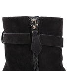 Hermes Saint Germain Kelly Metal Fittings Suede Ankle Boots in Black, Size 37 EU