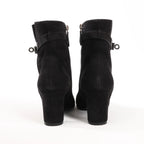 Hermes Saint Germain Kelly Metal Fittings Suede Ankle Boots in Black, Size 37 EU