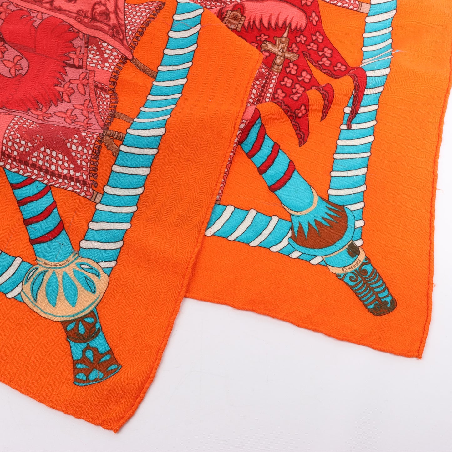 Hermès "Etendards et Bannieres" Cashmere & Silk Scarf in Red