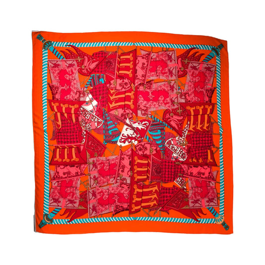Hermès "Etendards et Bannieres" Cashmere & Silk Scarf in Red