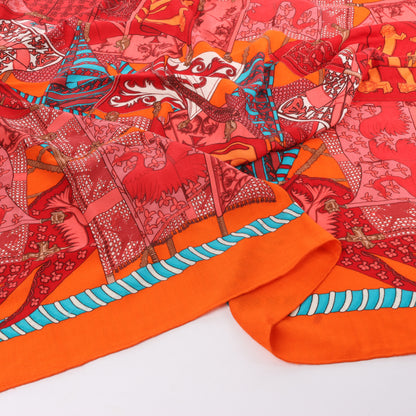 Hermès "Etendards et Bannieres" Cashmere & Silk Scarf in Red