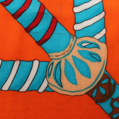 Hermès "Etendards et Bannieres" Cashmere & Silk Scarf in Red