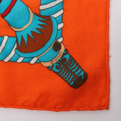 Hermès "Etendards et Bannieres" Cashmere & Silk Scarf in Red
