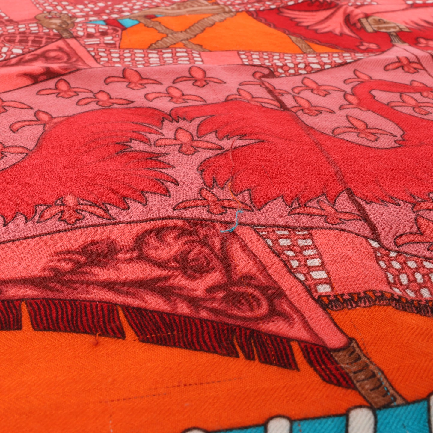 Hermès "Etendards et Bannieres" Cashmere & Silk Scarf in Red