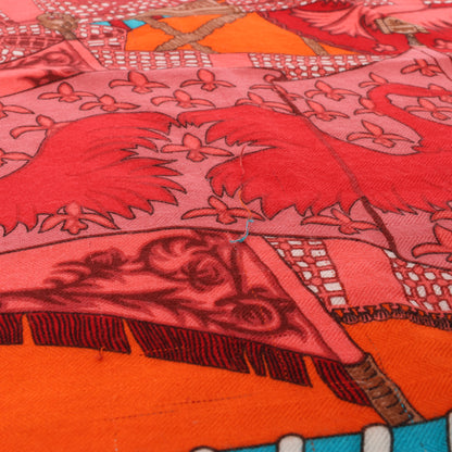 Hermès "Etendards et Bannieres" Cashmere & Silk Scarf in Red