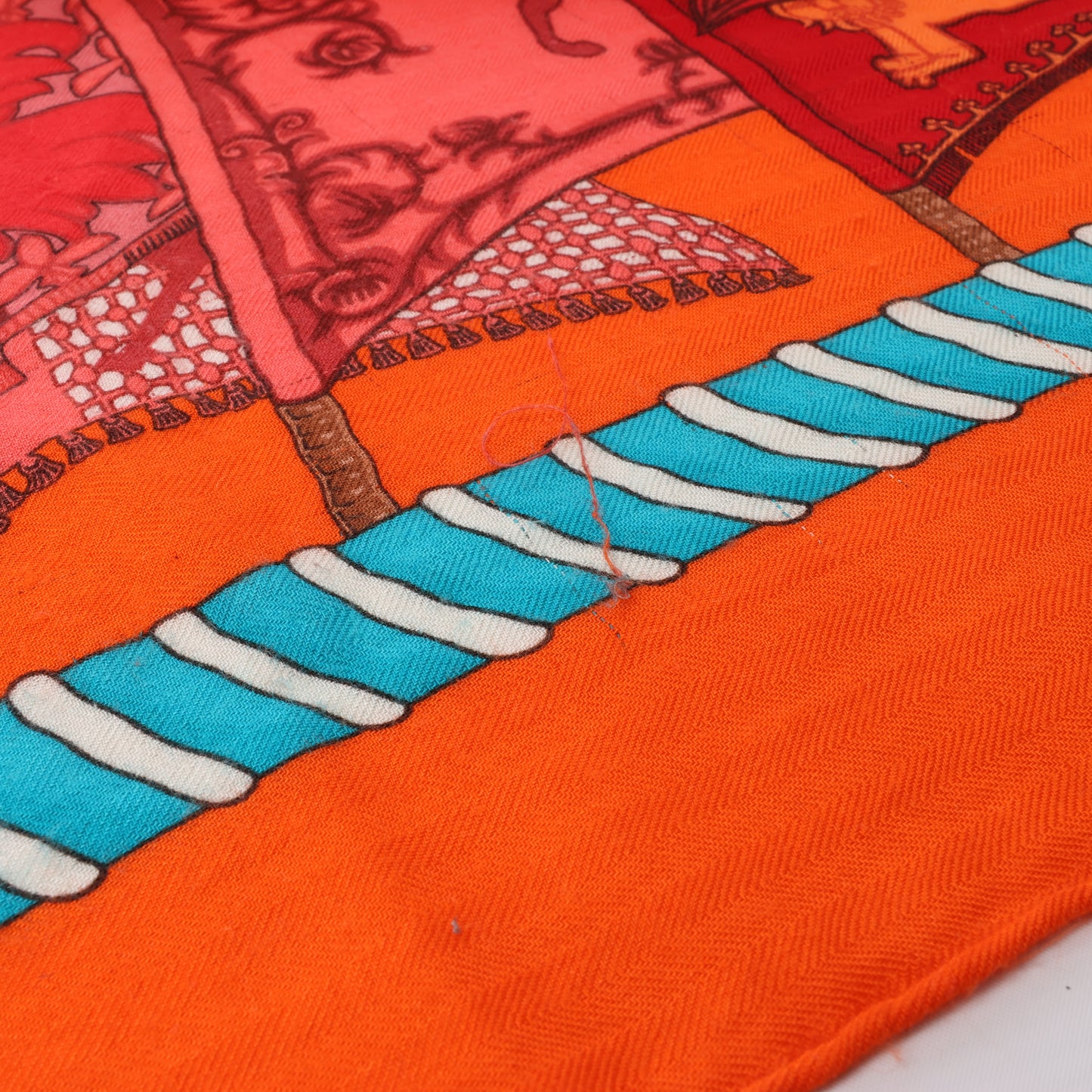 Hermès "Etendards et Bannieres" Cashmere & Silk Scarf in Red