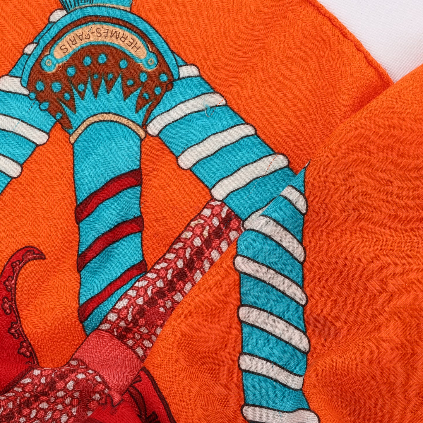Hermès "Etendards et Bannieres" Cashmere & Silk Scarf in Red
