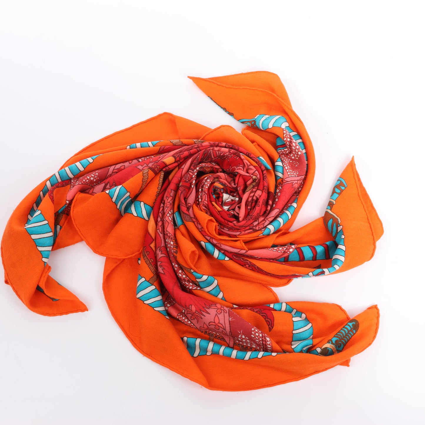 Hermès "Etendards et Bannieres" Cashmere & Silk Scarf in Red