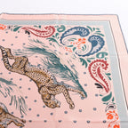 Hermès Double Face 90 "Cheetah Bandana" 100% Silk Scarf in Pink x Orange