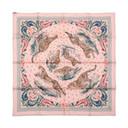 Hermès Double Face 90 "Cheetah Bandana" 100% Silk Scarf in Pink x Orange