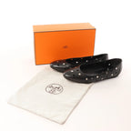 Hermès Serie Button Punching Sack Leather Ballet Flats un Black, Size 39 EU