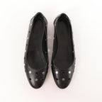 Hermès Serie Button Punching Sack Leather Ballet Flats un Black, Size 39 EU