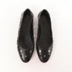 Hermès Serie Button Punching Sack Leather Ballet Flats un Black, Size 39 EU