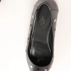 Hermès Serie Button Punching Sack Leather Ballet Flats un Black, Size 39 EU