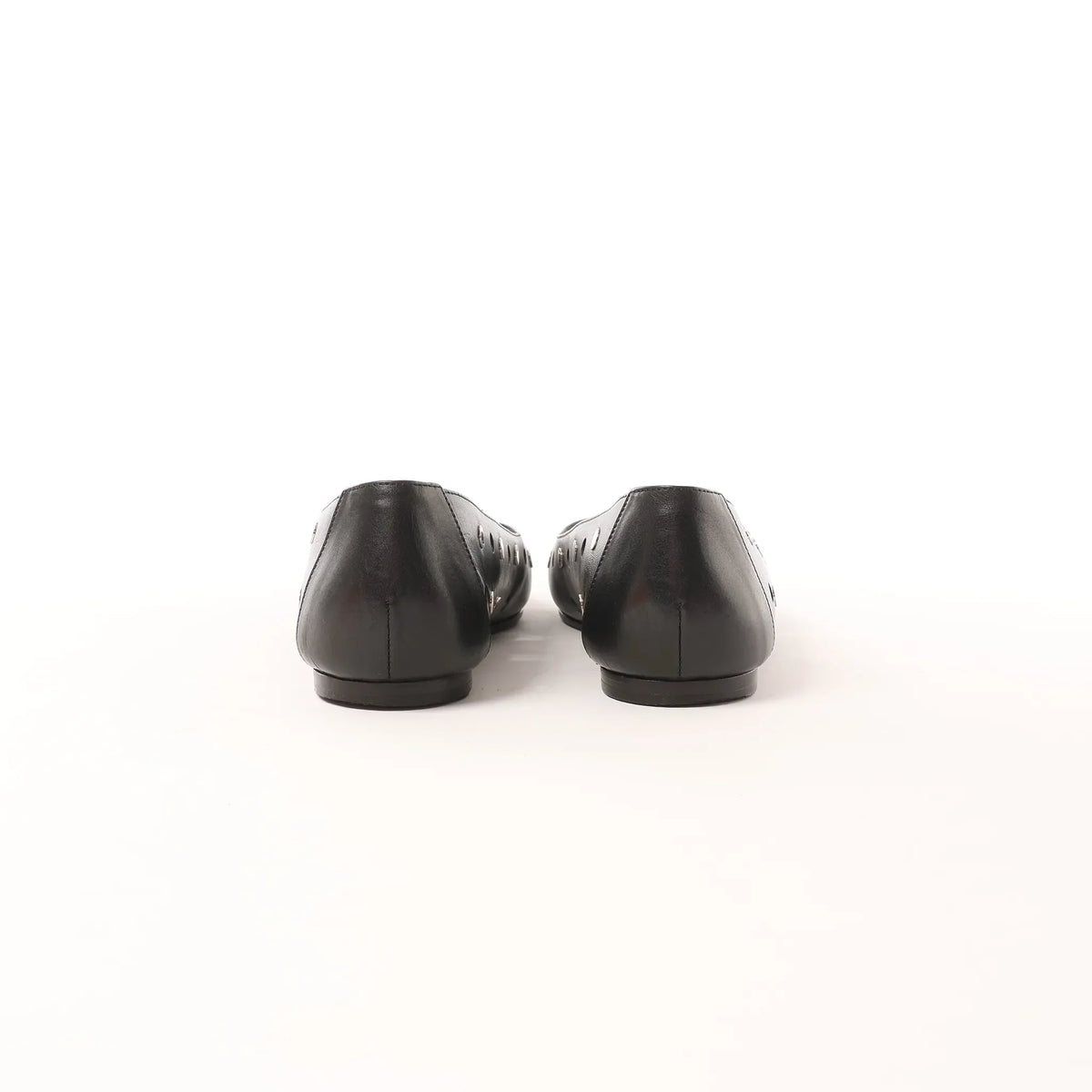 Hermès Serie Button Punching Sack Leather Ballet Flats un Black, Size 39 EU