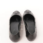 Hermès Serie Button Punching Sack Leather Ballet Flats un Black, Size 39 EU