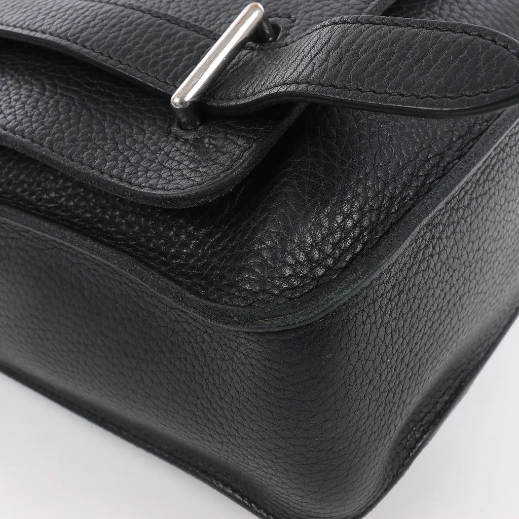 HERMES Steve Caporal 27 Taurillon Clemence in Black and Silver Metal Fittings Crossbody Bag  X: 2016