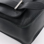 HERMES Steve Caporal 27 Taurillon Clemence in Black and Silver Metal Fittings Crossbody Bag  X: 2016