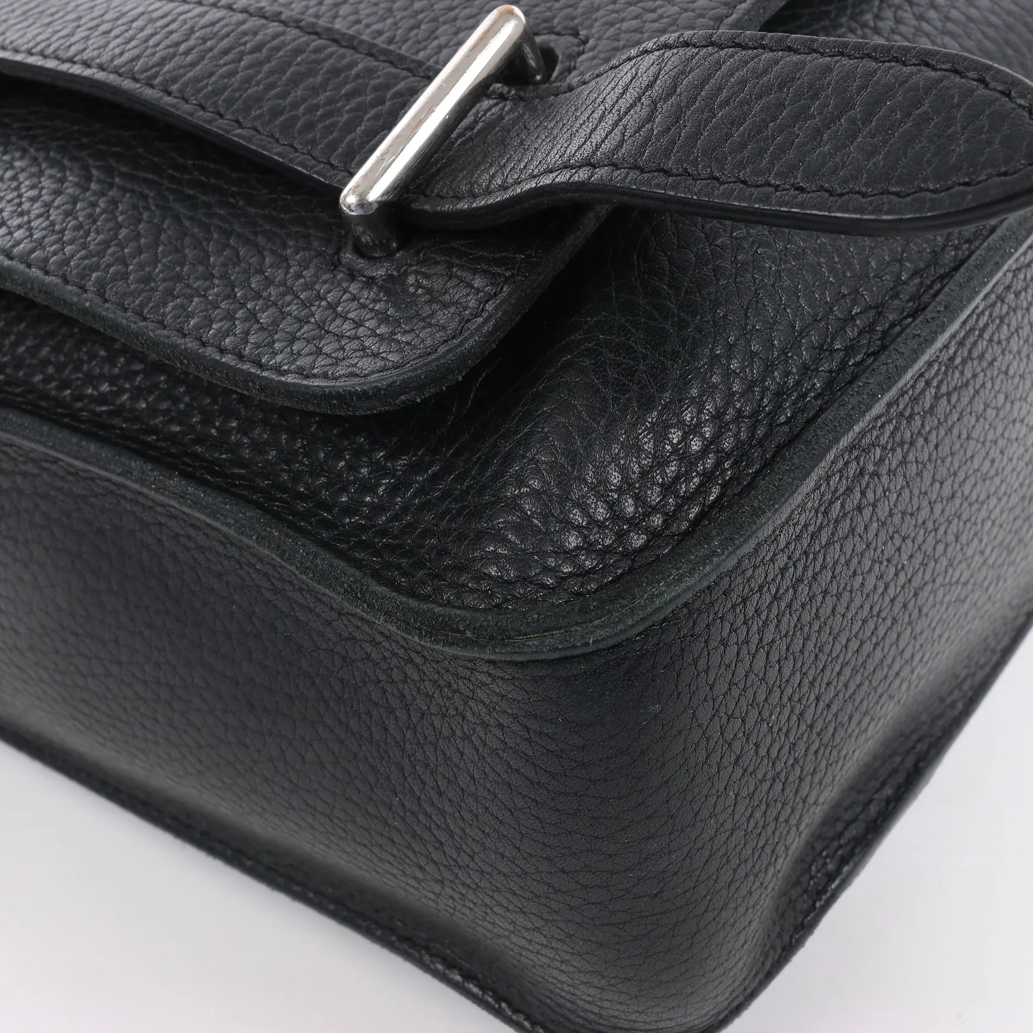 HERMES Steve Caporal 27 Taurillon Clemence in Black and Silver Metal Fittings Crossbody Bag  X: 2016