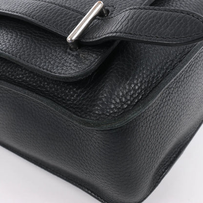 HERMES Steve Caporal 27 Taurillon Clemence in Black and Silver Metal Fittings Crossbody Bag  X: 2016