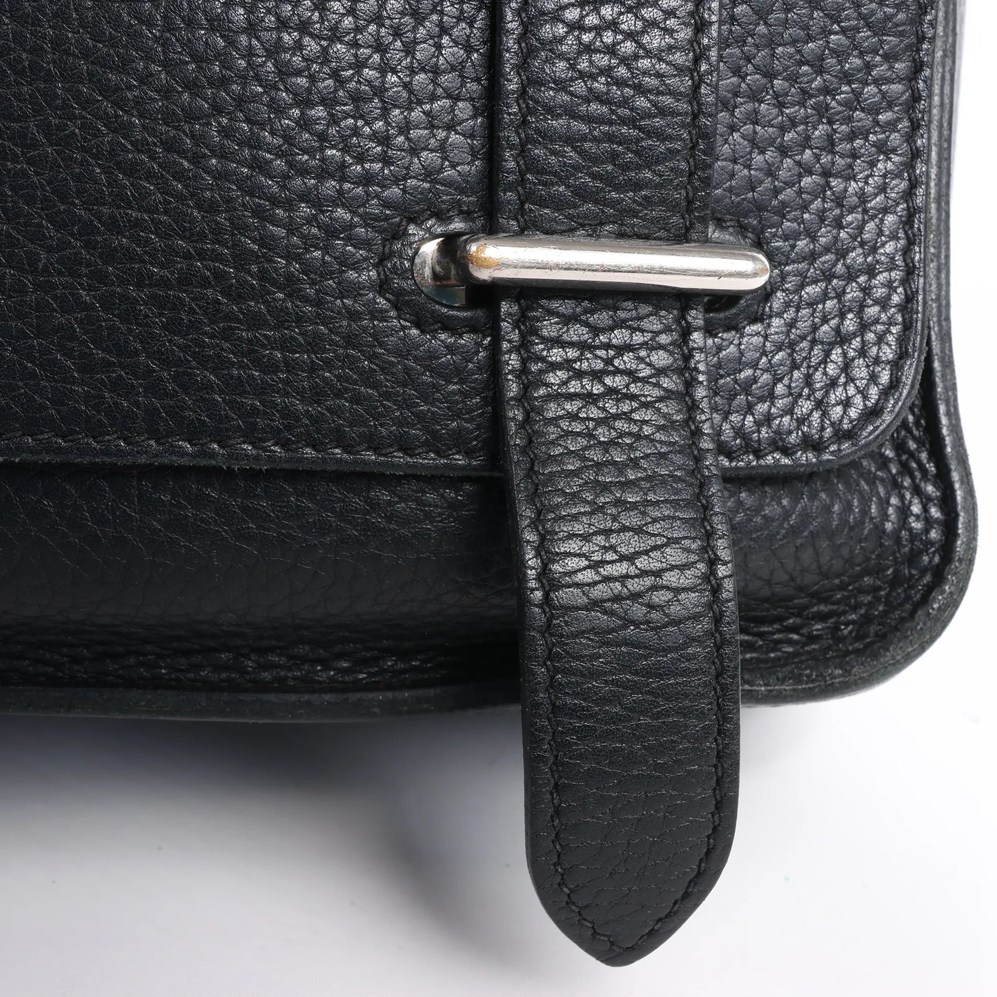 HERMES Steve Caporal 27 Taurillon Clemence in Black and Silver Metal Fittings Crossbody Bag  X: 2016
