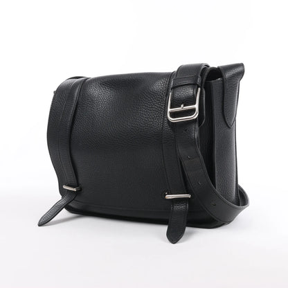HERMES Steve Caporal 27 Taurillon Clemence in Black and Silver Metal Fittings Crossbody Bag  X: 2016