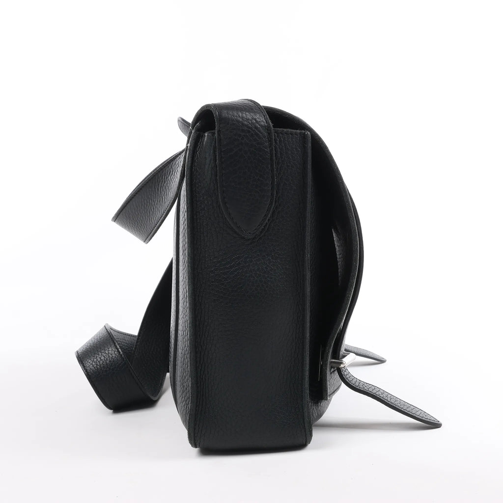HERMES Steve Caporal 27 Taurillon Clemence in Black and Silver Metal Fittings Crossbody Bag  X: 2016