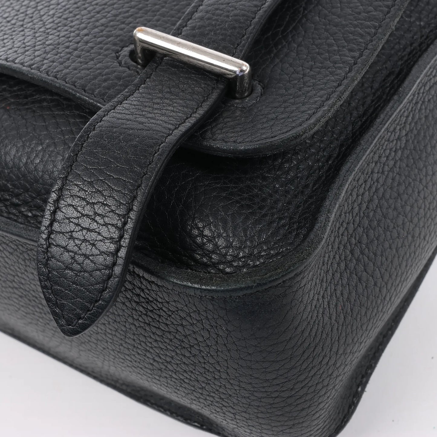 HERMES Steve Caporal 27 Taurillon Clemence in Black and Silver Metal Fittings Crossbody Bag  X: 2016