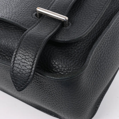 HERMES Steve Caporal 27 Taurillon Clemence in Black and Silver Metal Fittings Crossbody Bag  X: 2016