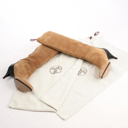Hermes Suede Long Boots in Brown, Size 37.5 EU