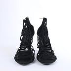 Sandalias HERMES de cuña con suela de piel y ante en negro, talla 37 EU