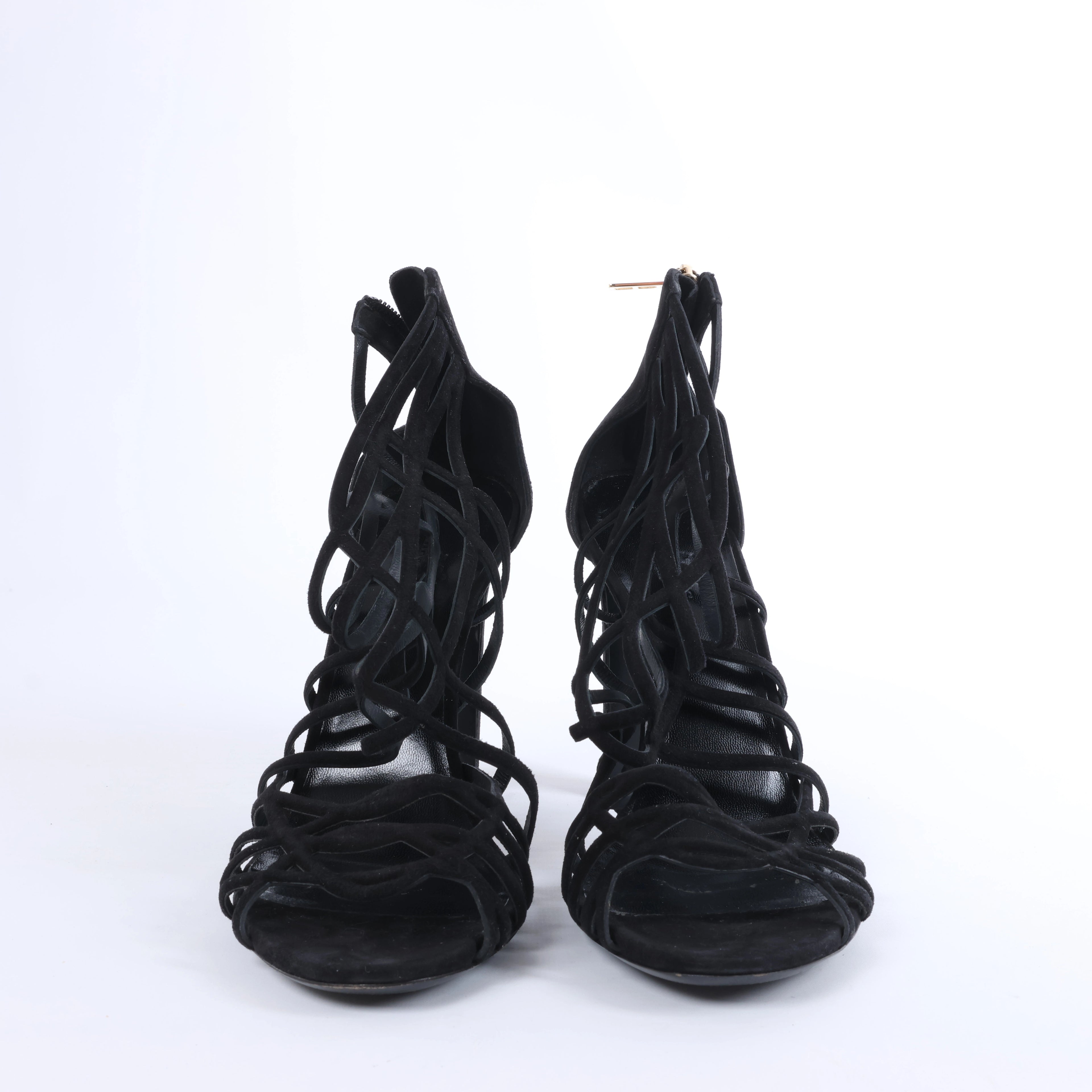 Sandalias HERMES de cuña con suela de piel y ante en negro, talla 37 EU