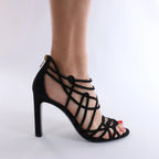 Sandalias HERMES de cuña con suela de piel y ante en negro, talla 37 EU