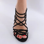 Sandalias HERMES de cuña con suela de piel y ante en negro, talla 37 EU